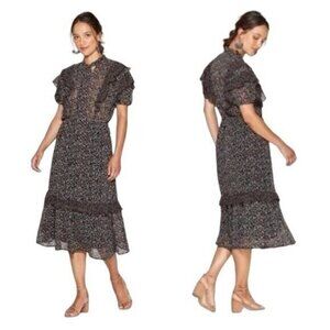 Knox Rose Floral Prairie Tiered Midi Dress Country House Chic